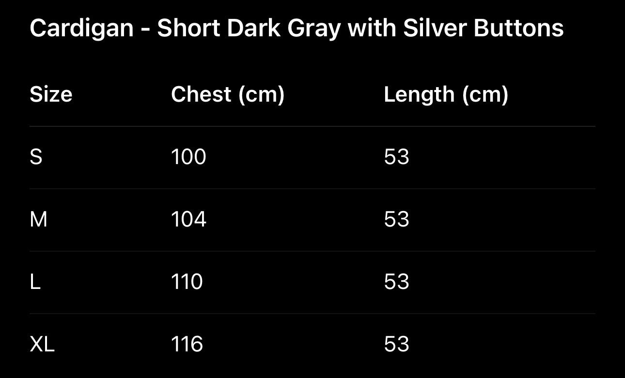 Flow – Short Cardigan Dark Gray with Silver Buttons